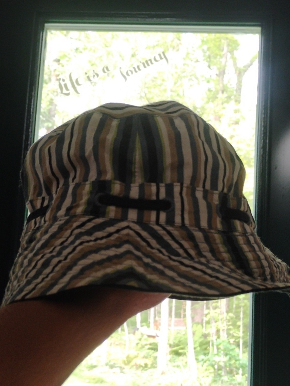 🪣   BUCKET HAT  🧢 Fishing 🎣 Reversible Navy &  Stripes 100% Cotton